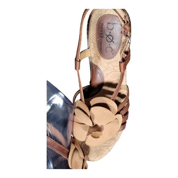 BOC‎ Born Concept Women's Leather Floral Platform Slingback Sandals Brown Sz 7 - Picture 9 of 12